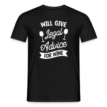 Will Give Legal Advice For Wine Lawyer Law - Men's T-Shirt - black - Front - AI Model Male 178 light (178cm)