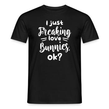 I Just Freaking Love Bunnies Ok Bunny Rabbit Lover - Men's T-Shirt - black - Front - AI Model Male 178 light (178cm)