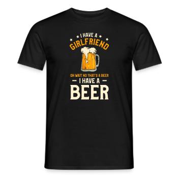 Ich habe eine Freundin, oh warte, nein, das ist ein Bier, ich - Männer T-Shirt - Schwarz - Vorne - AI Model Male 178 light (178cm)