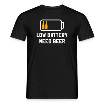 Low Battery Need Beer Brewing Brew Brewer - Men's T-Shirt - black - Front - AI Model Male 178 light (178cm)