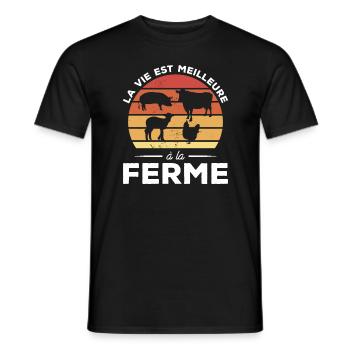 La Vie Est Meilleure À La Ferme Agriculteur - T-shirt homme - noir - Devant - AI Model Male 178 light (178cm)