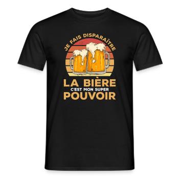 Je Fais Disparaître La Bière C'est Mon - T-shirt homme - noir - Devant - AI Model Male 178 light (178cm)