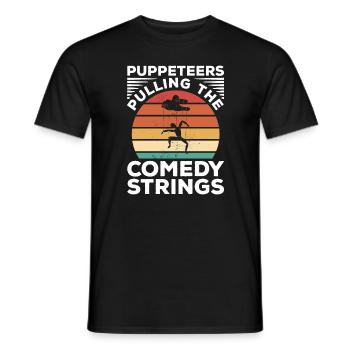 Puppenspieler ziehen die Fäden der Komödie Puppenspiel - Männer T-Shirt - Schwarz - Vorne - AI Model Male 178 light (178cm)