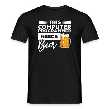 Ce programmeur informatique a besoin de programmation de bière - T-shirt homme - noir - Devant - AI Model Male 178 light (178cm)