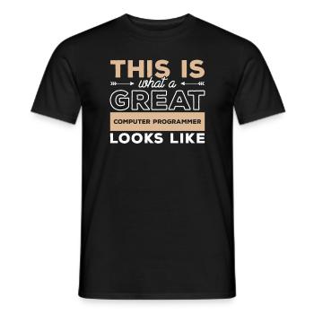 So sieht ein großartiger Computerprogrammierer aus - Männer T-Shirt - Schwarz - Vorne - AI Model Male 178 light (178cm)