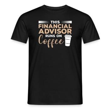 Ce conseiller financier fonctionne sur Coffee Finance - T-shirt homme - noir - Devant - AI Model Male 178 light (178cm)