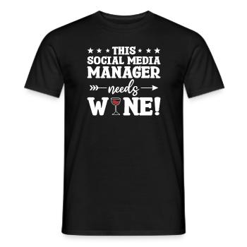 Ce Social Media Manager a besoin de vin - T-shirt homme - noir - Devant - AI Model Male 178 light (178cm)