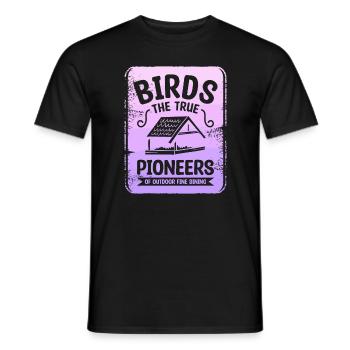 Oiseaux Les véritables pionniers de la gastronomie en plein air - T-shirt homme - noir - Devant - AI Model Male 178 light (178cm)