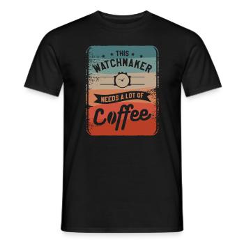 This Watchmaker Needs A Lot Of Coffee Watchmaking - Men's T-Shirt - black - Front - AI Model Male 178 light (178cm)