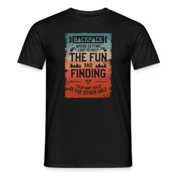 Backpack Where Getting Lost Is Half The Fun - Men's T-Shirt - black - Front - AI Model Male 178 light (178cm)