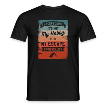 Backpacking It's Not My Hobby It Is My Escape From - Men's T-Shirt - black - Front - AI Model Male 178 light (178cm)