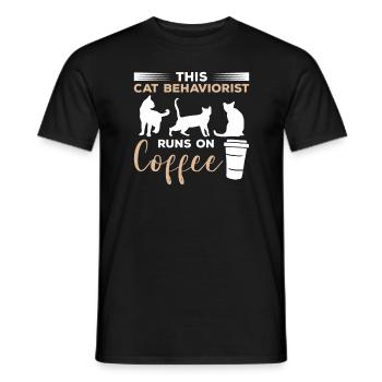 Dieser Katzenverhaltensforscher läuft auf Kaffeekatzen - Männer T-Shirt - Schwarz - Vorne - AI Model Male 178 light (178cm)