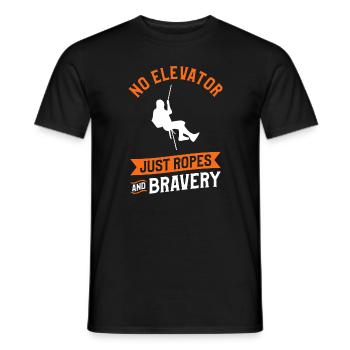No Elevator Just Ropes And Bravery Rappelling - Men's T-Shirt - black - Front - AI Model Male 178 light (178cm)