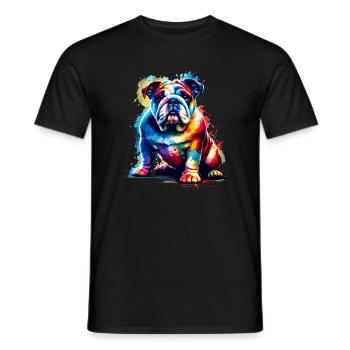 Splash Art coloré bouledogue bouledogues anglais - T-shirt homme - noir - Devant - AI Model Male 178 light (178cm)