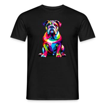Bouledogue Pop Art coloré bouledogues anglais - T-shirt homme - noir - Devant - AI Model Male 178 light (178cm)