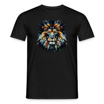 Polygon Art Lions Wildlife Safari Zoo Lion d’Afrique - T-shirt homme - noir - Devant - AI Model Male 178 light (178cm)