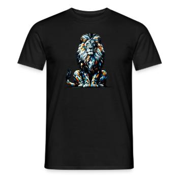 Polygon Art Lions Wildlife Safari Zoo Lion d’Afrique - T-shirt homme - noir - Devant - AI Model Male 178 light (178cm)