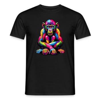 Bunte Pop Art Affenliebhaber Affe Schimpanse - Männer T-Shirt - Schwarz - Vorne - AI Model Male 178 light (178cm)