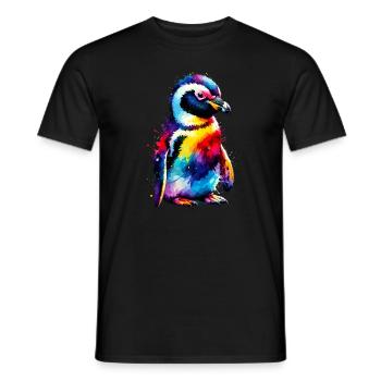 Splash Art coloré pingouin amant pingouins - T-shirt homme - noir - Devant - AI Model Male 178 light (178cm)