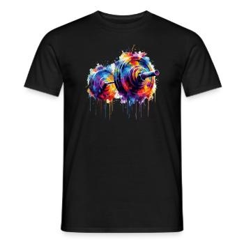 Colorful Splash Art Weights Weightlifting - Men's T-Shirt - black - Front - AI Model Male 178 light (178cm)