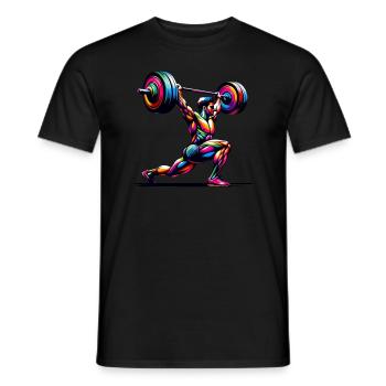 Colorful Pop Art Weightlifter Weights - Men's T-Shirt - black - Front - AI Model Male 178 light (178cm)