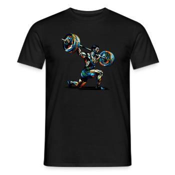 Polygon Art Weightlifter Weights Weightlifting Gym - Men's T-Shirt - black - Front - AI Model Male 178 light (178cm)