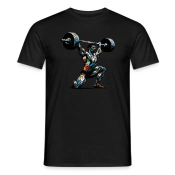 Polygon Art Weightlifter Weights Weightlifting Gym - Men's T-Shirt - black - Front - AI Model Male 178 light (178cm)