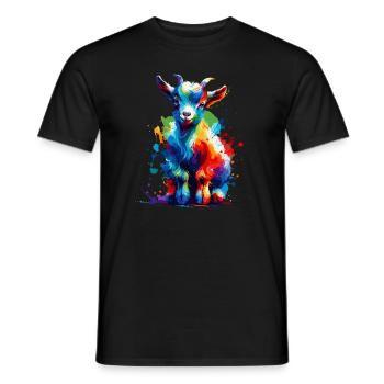 Colorful Splash Art Goats Farm Animal Goat Lover - Men's T-Shirt - black - Front - AI Model Male 178 light (178cm)
