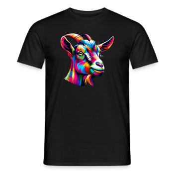 Colorful Pop Art Goats Farm Animal Goat Lover - Men's T-Shirt - black - Front - AI Model Male 178 light (178cm)