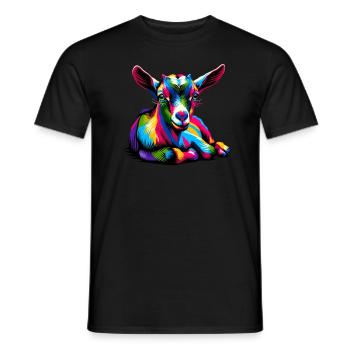 Colorful Pop Art Goats Farm Animal Goat Lover - Men's T-Shirt - black - Front - AI Model Male 178 light (178cm)