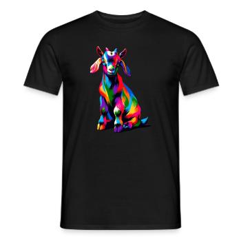 Colorful Pop Art Goats Farm Animal Goat Lover - Men's T-Shirt - black - Front - AI Model Male 178 light (178cm)