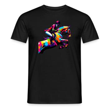 Pop Art Reitpferde Reiterpferd Pferd - Männer T-Shirt - Schwarz - Vorne - AI Model Male 178 light (178cm)