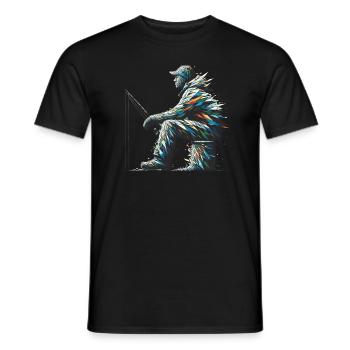 Polygon Art Ice Fishing Fish Fisherman Angler - Men's T-Shirt - black - Front - AI Model Male 178 light (178cm)