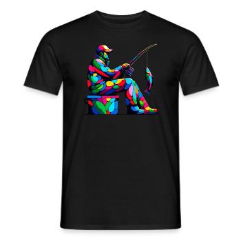 Bunte Pop Art Eisfischen Fisch Fischer Angler - Männer T-Shirt - Schwarz - Vorne - AI Model Male 178 light (178cm)