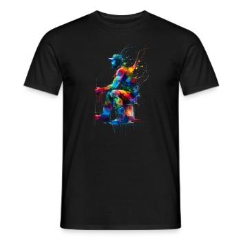 Bunte Splash Art Eisfischen Fischfischer Fischer - Männer T-Shirt - Schwarz - Vorne - AI Model Male 178 light (178cm)