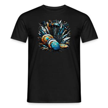 Polygon Art Frisbee Disc Golf Player Flying Discs - Men's T-Shirt - black - Front - AI Model Male 178 light (178cm)