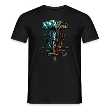 Polygon Art Frisbee Disc Golf Player Flying Discs - Men's T-Shirt - black - Front - AI Model Male 178 light (178cm)