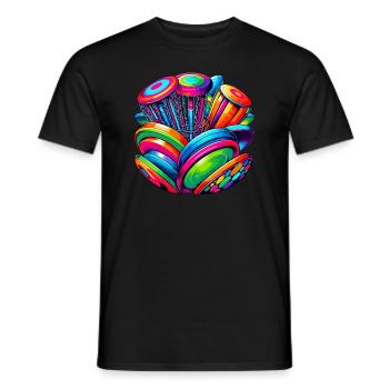 Pop Art Frisbee Disc Golf Player Flying Discs - Men's T-Shirt - black - Front - AI Model Male 178 light (178cm)