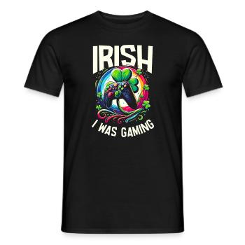 Irish I Was Gaming St Patricks Day Video Gamer - Men's T-Shirt - black - Front - AI Model Male 178 light (178cm)