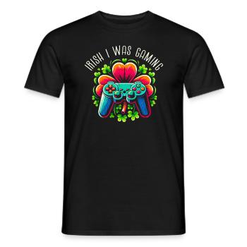 Irish I Was Gaming St Patricks Day Video Gamer - Men's T-Shirt - black - Front - AI Model Male 178 light (178cm)