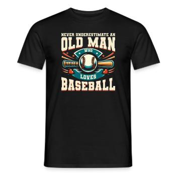 Ne sous-estimez jamais un vieil homme qui aime le baseball - T-shirt homme - noir - Devant - AI Model Male 178 light (178cm)