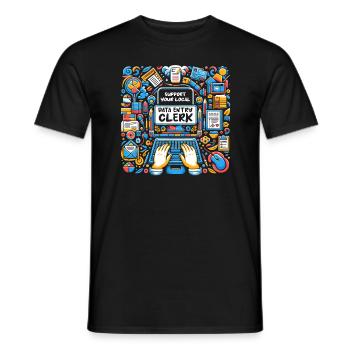 Apoye a su empleado local de entrada de datos - Camiseta hombre - negro - delante - AI Model Male 178 light (178cm)