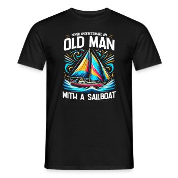 Ne sous-estimez jamais un vieil homme avec un voilier - T-shirt homme - noir - Devant - AI Model Male 178 light (178cm)