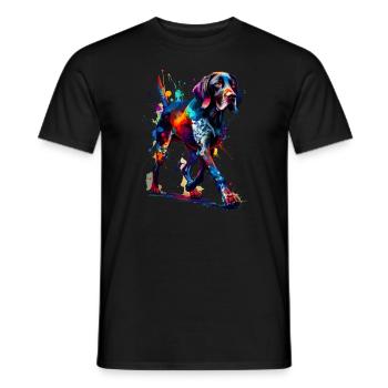 Splash Art coloré allemand chien d’arrêt à poil court - T-shirt homme - noir - Devant - AI Model Male 178 light (178cm)