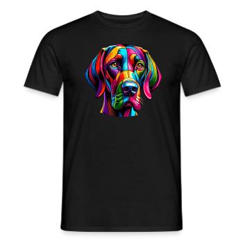 Bunte Pop Art Deutsch Kurzhaar Vorstehhund - Männer T-Shirt - Schwarz - Vorne - AI Model Male 178 light (178cm)