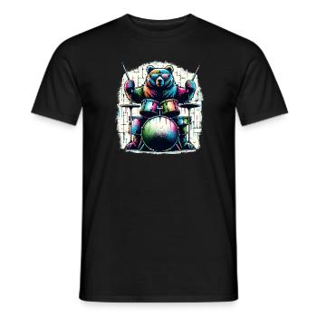 Bear Playing Drums Drum Drummer Drumming Drummers - Men's T-Shirt - black - Front - AI Model Male 178 light (178cm)