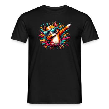 Splash Art Dubbing Cat Sunglasses Kitten Cats - Men's T-Shirt - black - Front - AI Model Male 178 light (178cm)