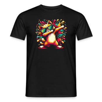 Splash Art Dubbing Cat Sunglasses Kitten Cats - Men's T-Shirt - black - Front - AI Model Male 178 light (178cm)