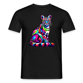 Pop Art coloré Ocelot Ocelots léopard nain - T-shirt homme - noir - Devant - AI Model Male 178 light (178cm)
