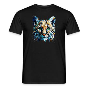 Polygon Art Ocelot Ocelots Dwarf Leopard - Men's T-Shirt - black - Front - AI Model Male 178 light (178cm)